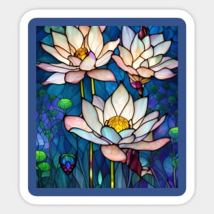 Stained Glass Lotus Flowers Sticker